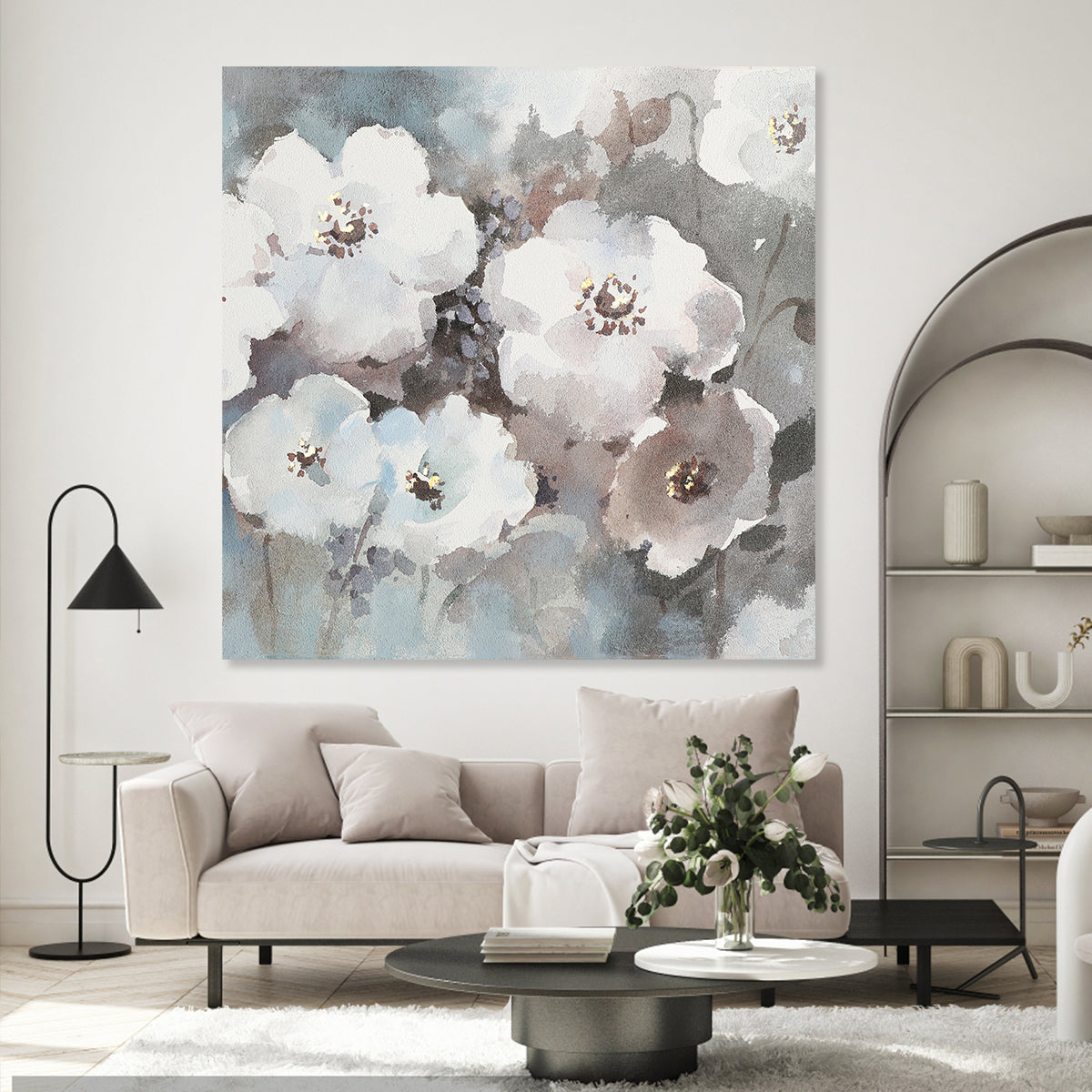 Delicate Floral Harmony in Soft Colors - Elegant Spring Oil Painting