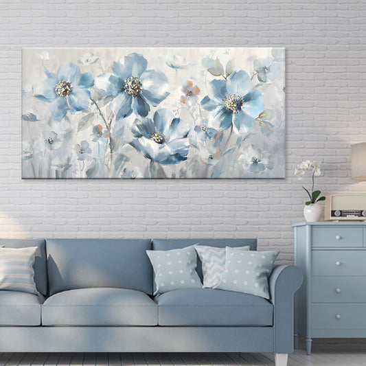 Tranquil Blue Floral Oil Painting for Elegant Home Décor