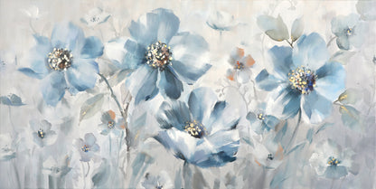 Tranquil Blue Floral Oil Painting for Elegant Home Décor