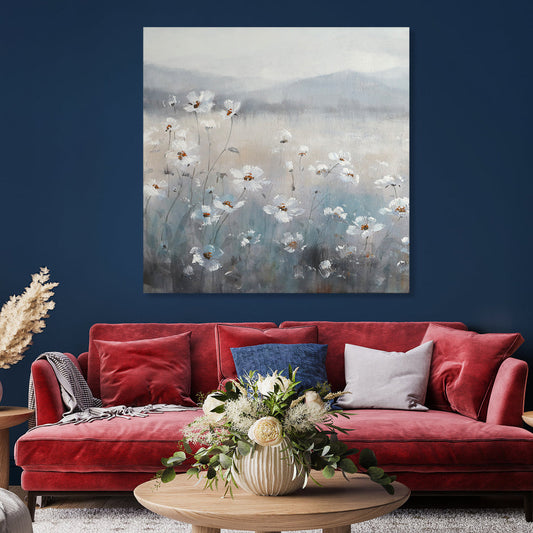 Serene Floral Landscape Oil Painting - Whispering Meadows at Dawn