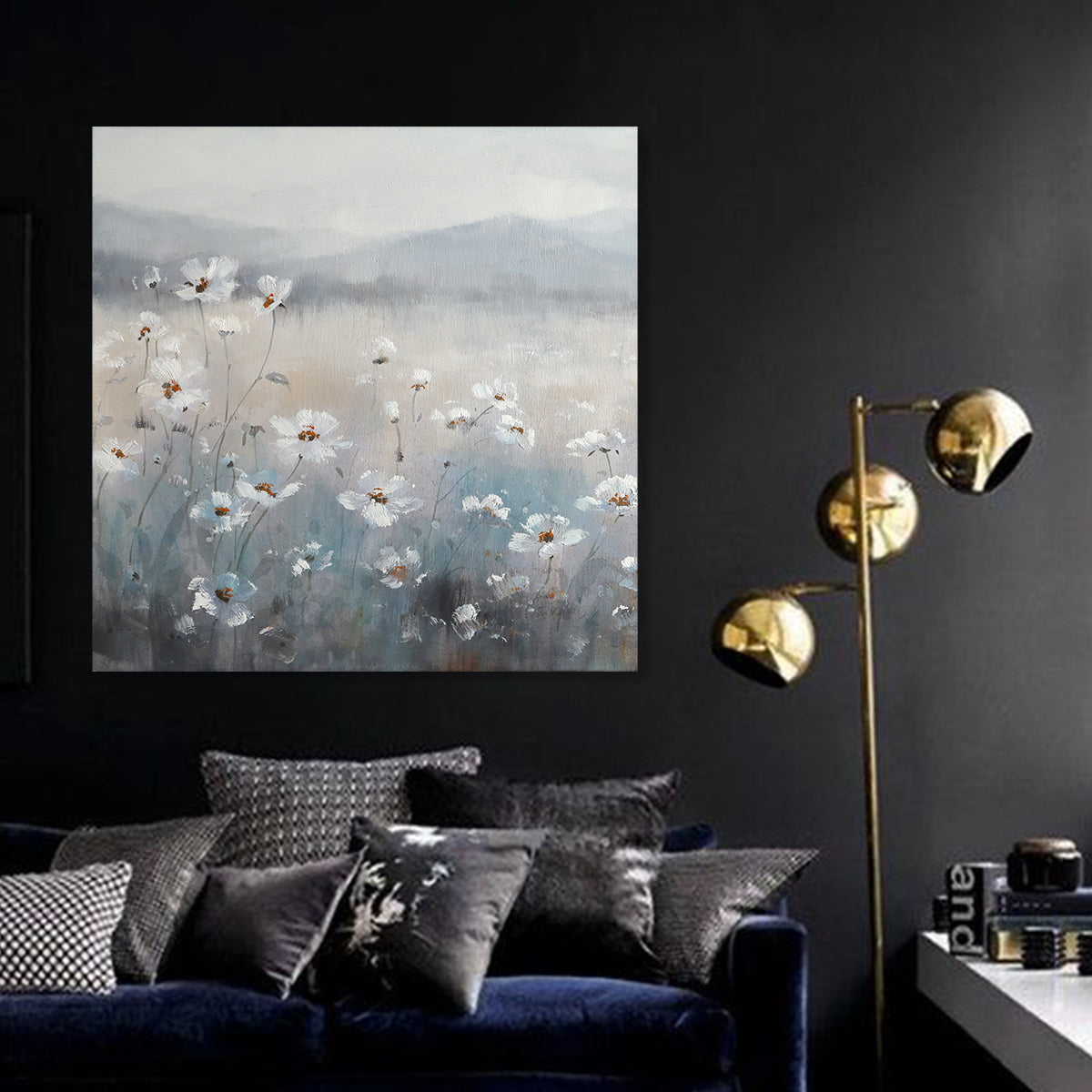 Serene Floral Landscape Oil Painting - Whispering Meadows at Dawn
