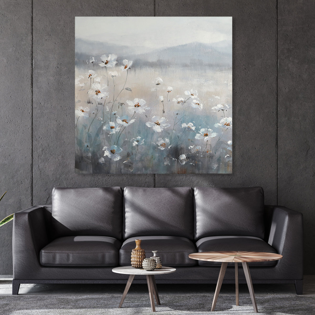 Serene Floral Landscape Oil Painting - Whispering Meadows at Dawn