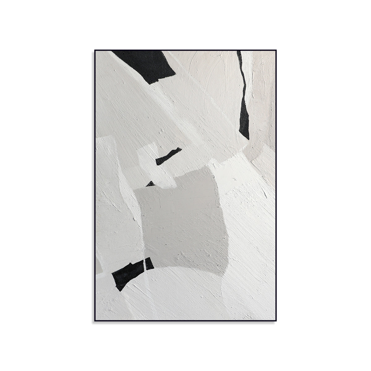 Contemporary Textured Abstract Oil Painting in Monochrome Shades