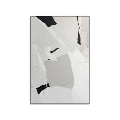 Contemporary Textured Abstract Oil Painting in Monochrome Shades