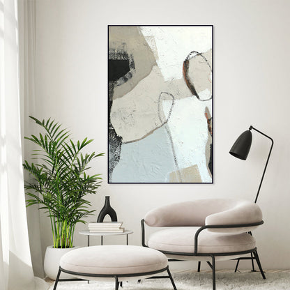 Textured Abstract Minimalist Oil Painting for Modern Home Decor