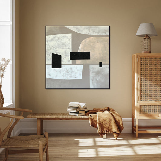 Contemporary Geometric Abstract Oil Painting for Modern Home Decor