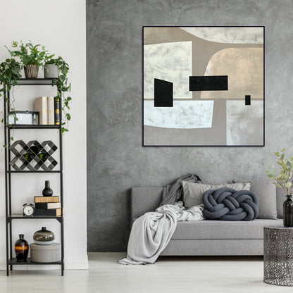 Contemporary Geometric Abstract Oil Painting for Modern Home Decor
