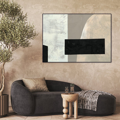Geometric Abstract Oil Painting with Textured Modern Wall Art Decor