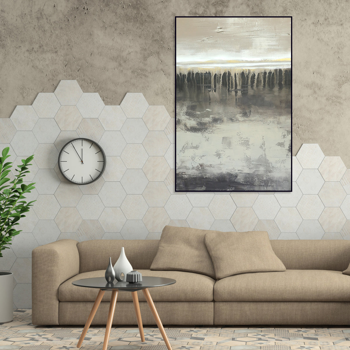 Serene Abstract Landscape Oil Painting for Modern Home Decor