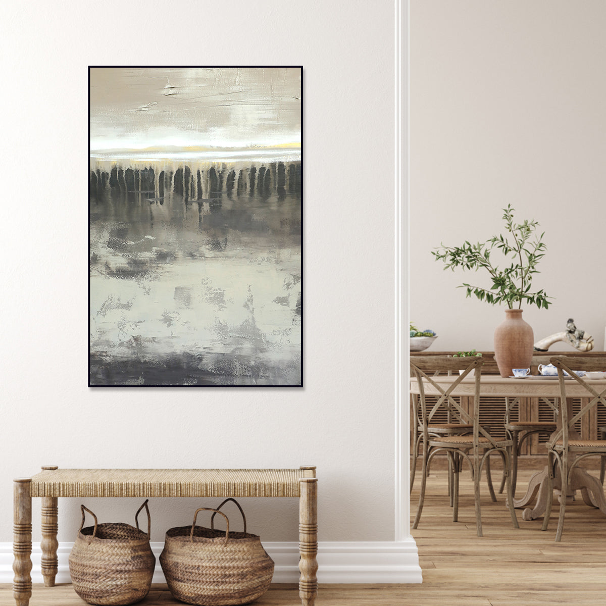 Serene Abstract Landscape Oil Painting for Modern Home Decor