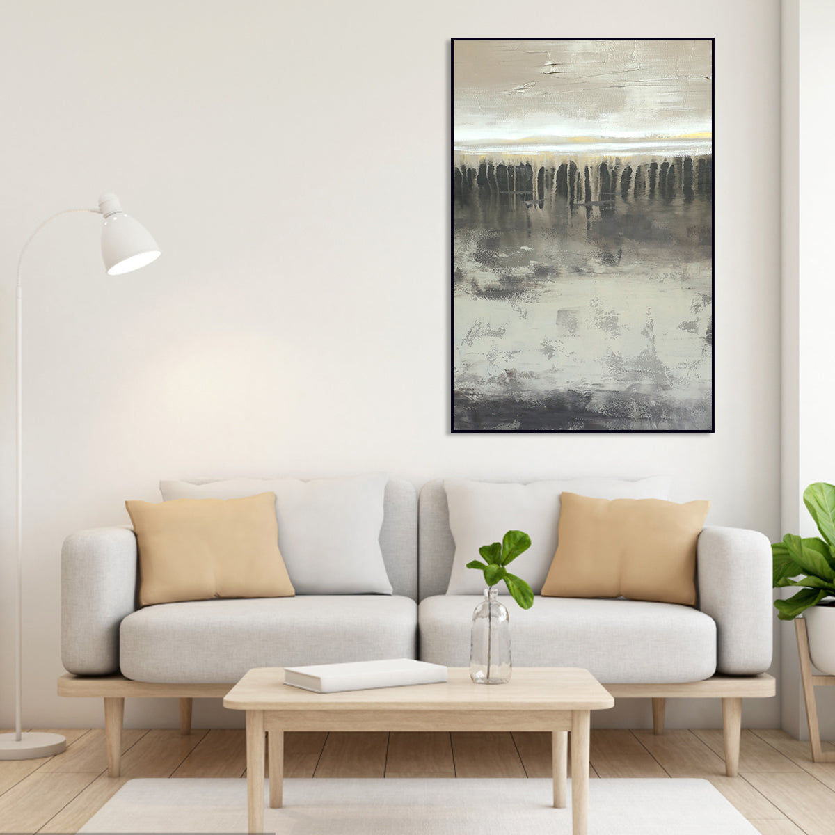 Serene Abstract Landscape Oil Painting for Modern Home Decor