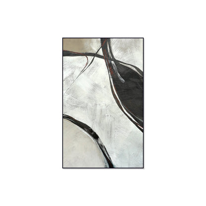 Minimalist Abstract Oil Painting of Elegant Flowing Waves for Modern Decor