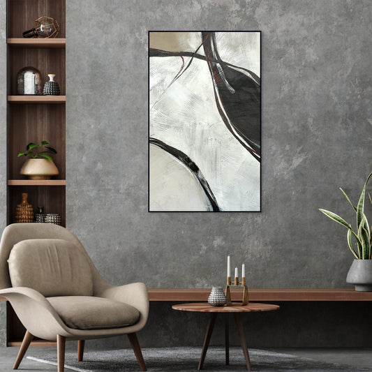 Minimalist Abstract Oil Painting of Elegant Flowing Waves for Modern Decor