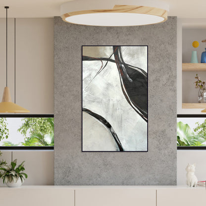 Minimalist Abstract Oil Painting of Elegant Flowing Waves for Modern Decor