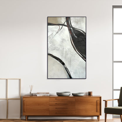 Minimalist Abstract Oil Painting of Elegant Flowing Waves for Modern Decor