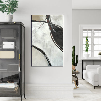 Minimalist Abstract Oil Painting of Elegant Flowing Waves for Modern Decor