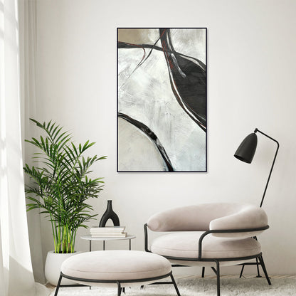Minimalist Abstract Oil Painting of Elegant Flowing Waves for Modern Decor