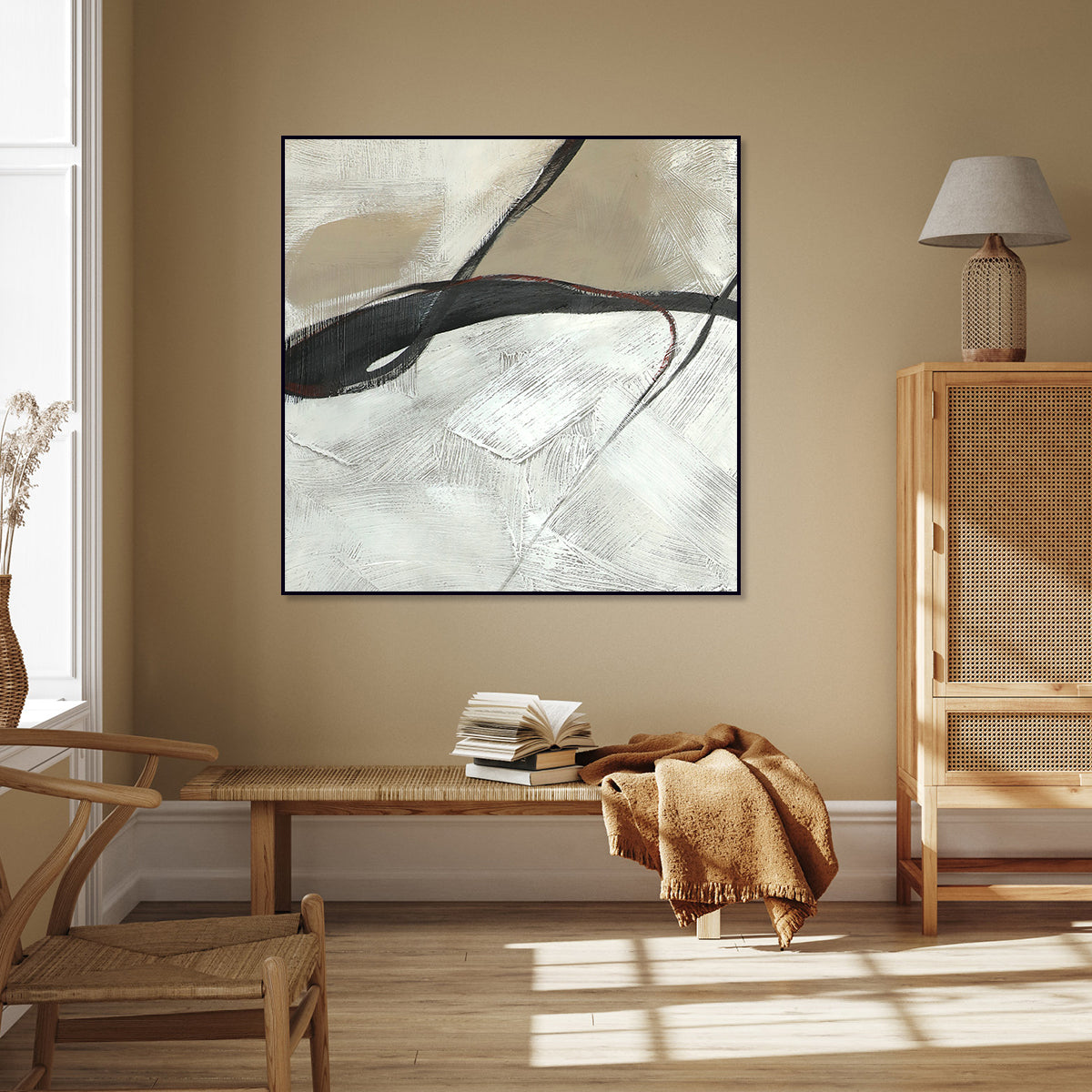 Elegant Minimalist Abstract Oil Painting for Modern Home Decor