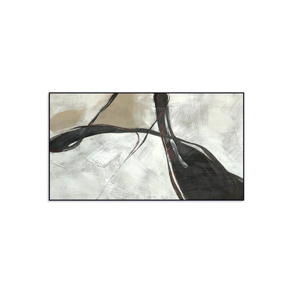 Elegant Minimalist Abstract Oil Painting with Flowing Lines and Subtle Tones