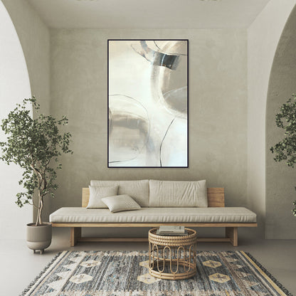Modern Abstract Oil Painting for Elegant Home Decor - Celestial Geometric Design