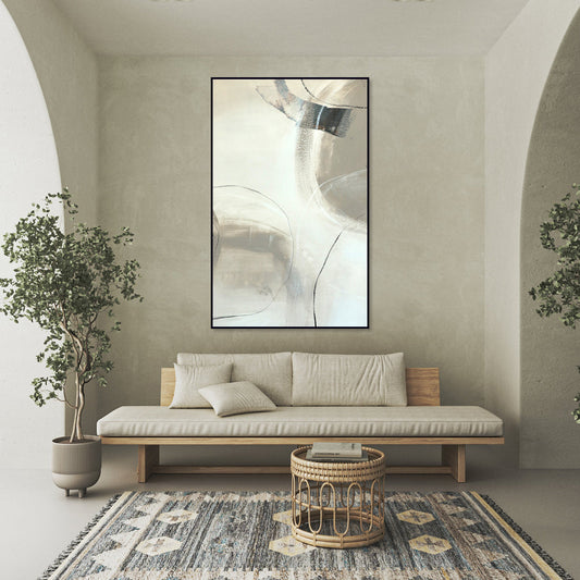 Modern Abstract Oil Painting for Elegant Home Decor - Celestial Geometric Design