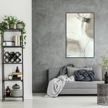 Modern Abstract Oil Painting for Elegant Home Decor - Celestial Geometric Design