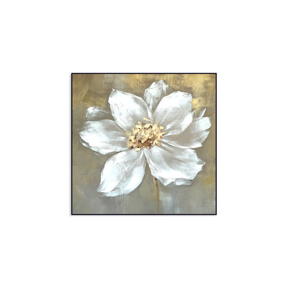 Elegant White Floral Oil Painting for Home Décor and Art Lovers