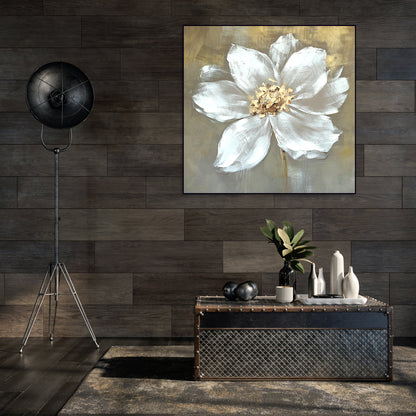 Elegant White Floral Oil Painting for Home Décor and Art Lovers