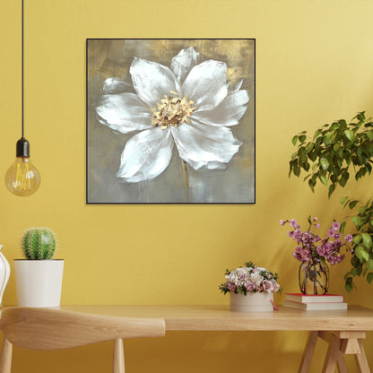 Elegant White Floral Oil Painting for Home Décor and Art Lovers