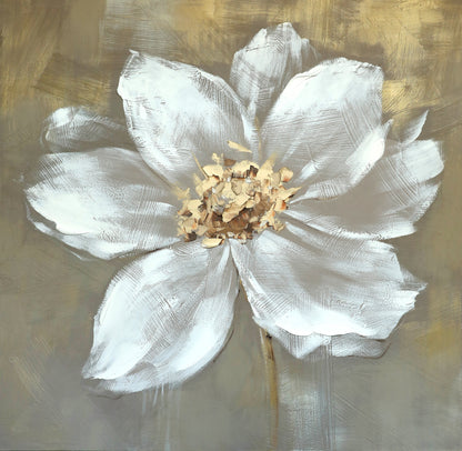 Elegant White Floral Oil Painting for Home Décor and Art Lovers