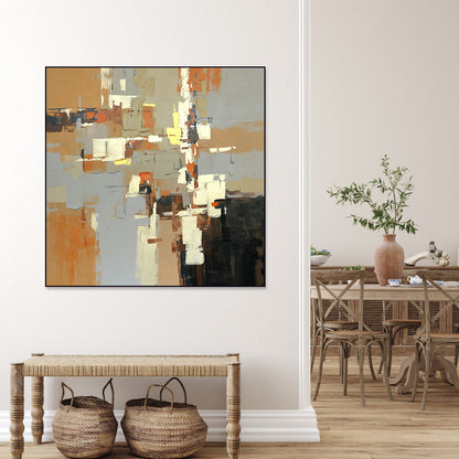 Contemporary Abstract Oil Painting in Warm Tones for Modern Home Decor