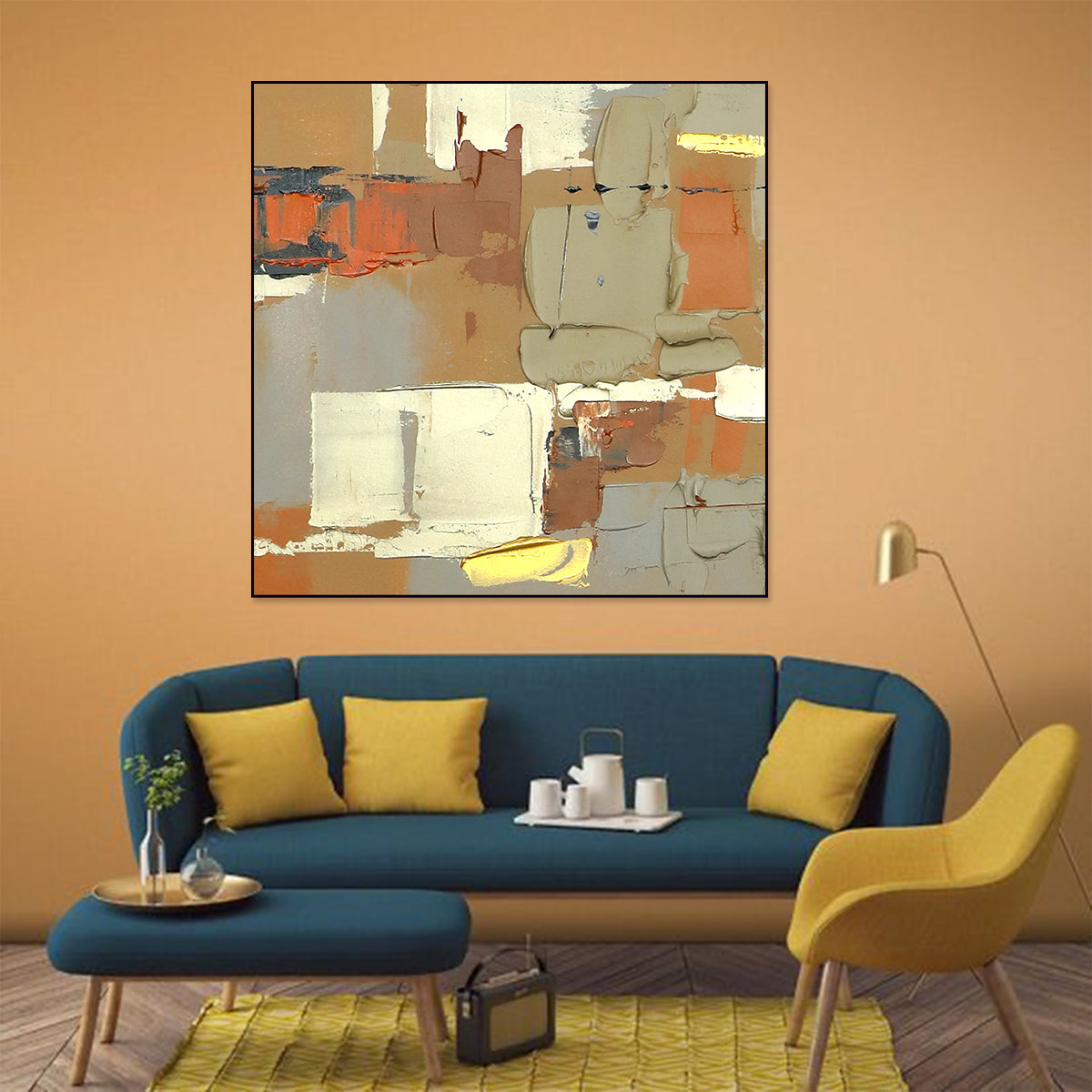 Abstract Urban Oil Painting: Modern Decor for Contemporary Living Spaces