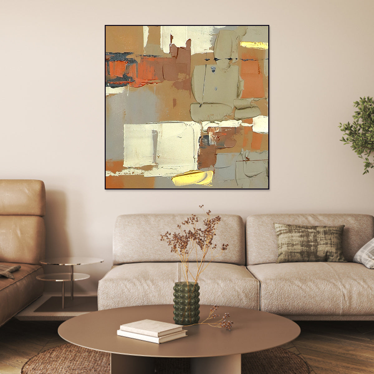 Abstract Urban Oil Painting: Modern Decor for Contemporary Living Spaces