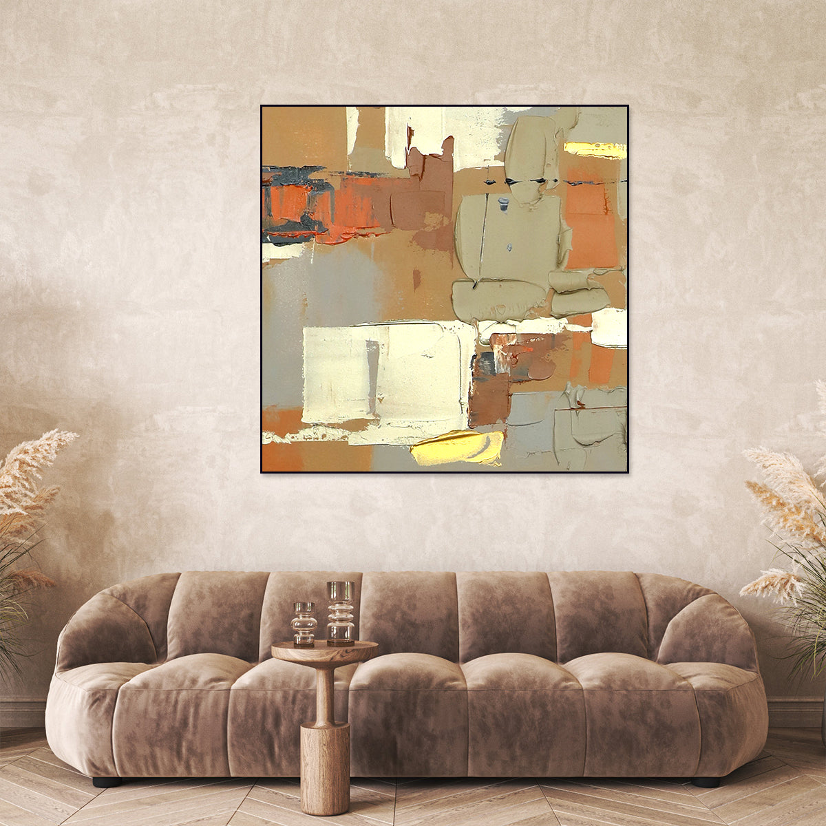 Abstract Urban Oil Painting: Modern Decor for Contemporary Living Spaces