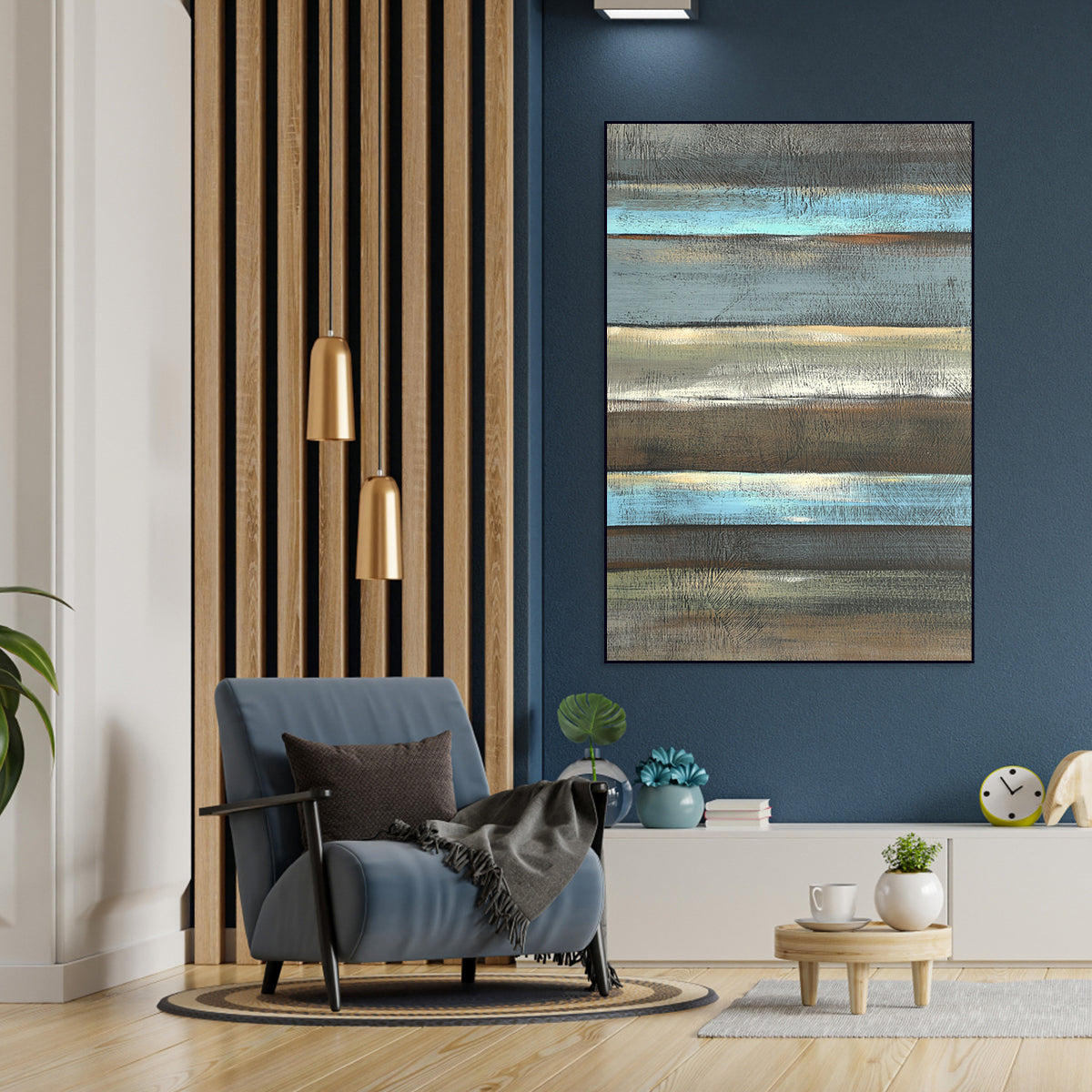 Vibrant Abstract Stripe Oil Painting for Modern Home Decor