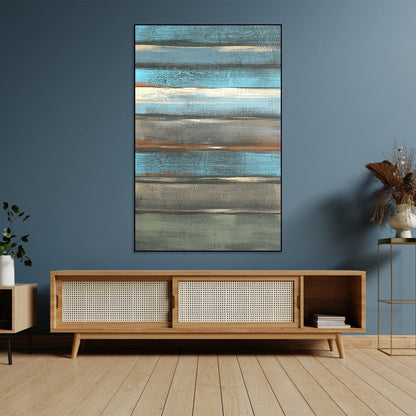 Coastal Blue Abstract Oil Painting for Modern Home Decor