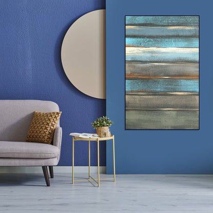 Coastal Blue Abstract Oil Painting for Modern Home Decor