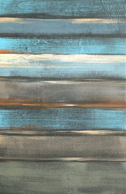 Coastal Blue Abstract Oil Painting for Modern Home Decor