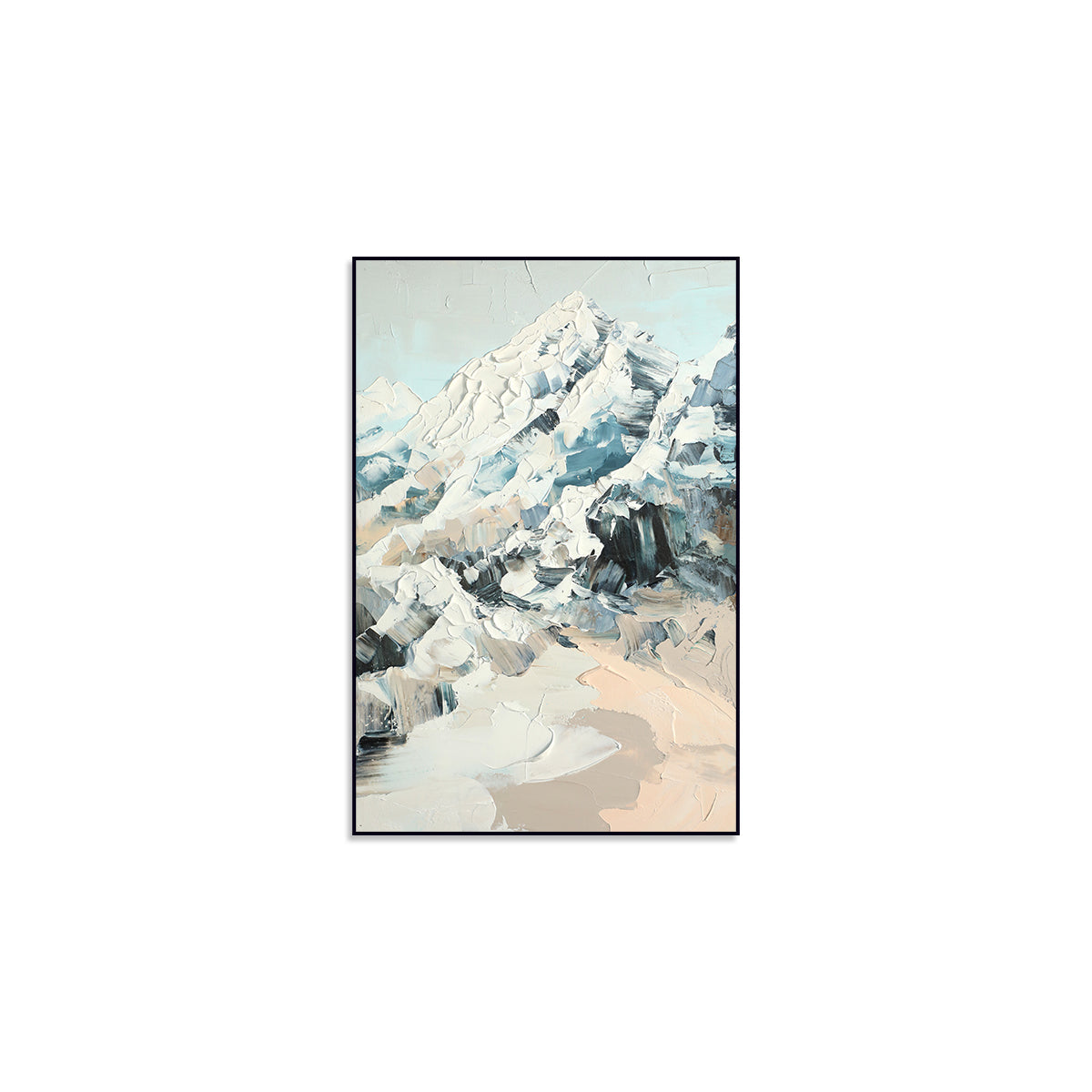 Abstract Snowy Mountain Oil Painting for Modern Home Decor