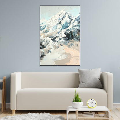 Abstract Snowy Mountain Oil Painting for Modern Home Decor