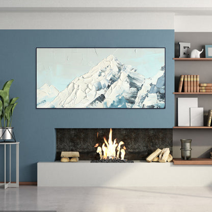 Abstract Snow-Capped Mountain Oil Painting for Modern Home Décor