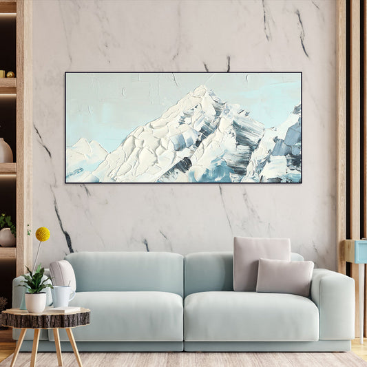 Abstract Snow-Capped Mountain Oil Painting for Modern Home Décor