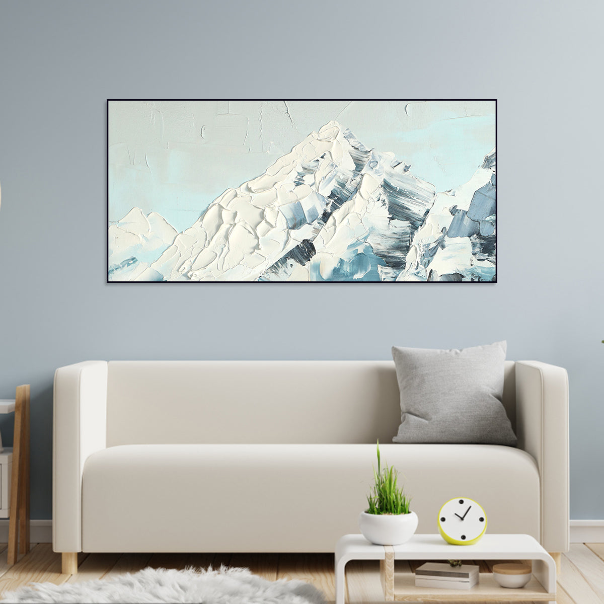 Abstract Snow-Capped Mountain Oil Painting for Modern Home Décor