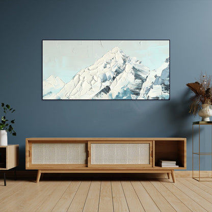 Abstract Snow-Capped Mountain Oil Painting for Modern Home Décor