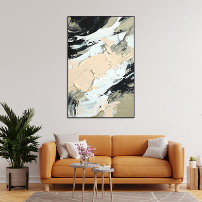 Abstract Oil Painting in Neutral Tones - Contemporary Canvas Wall Art for Modern Decor