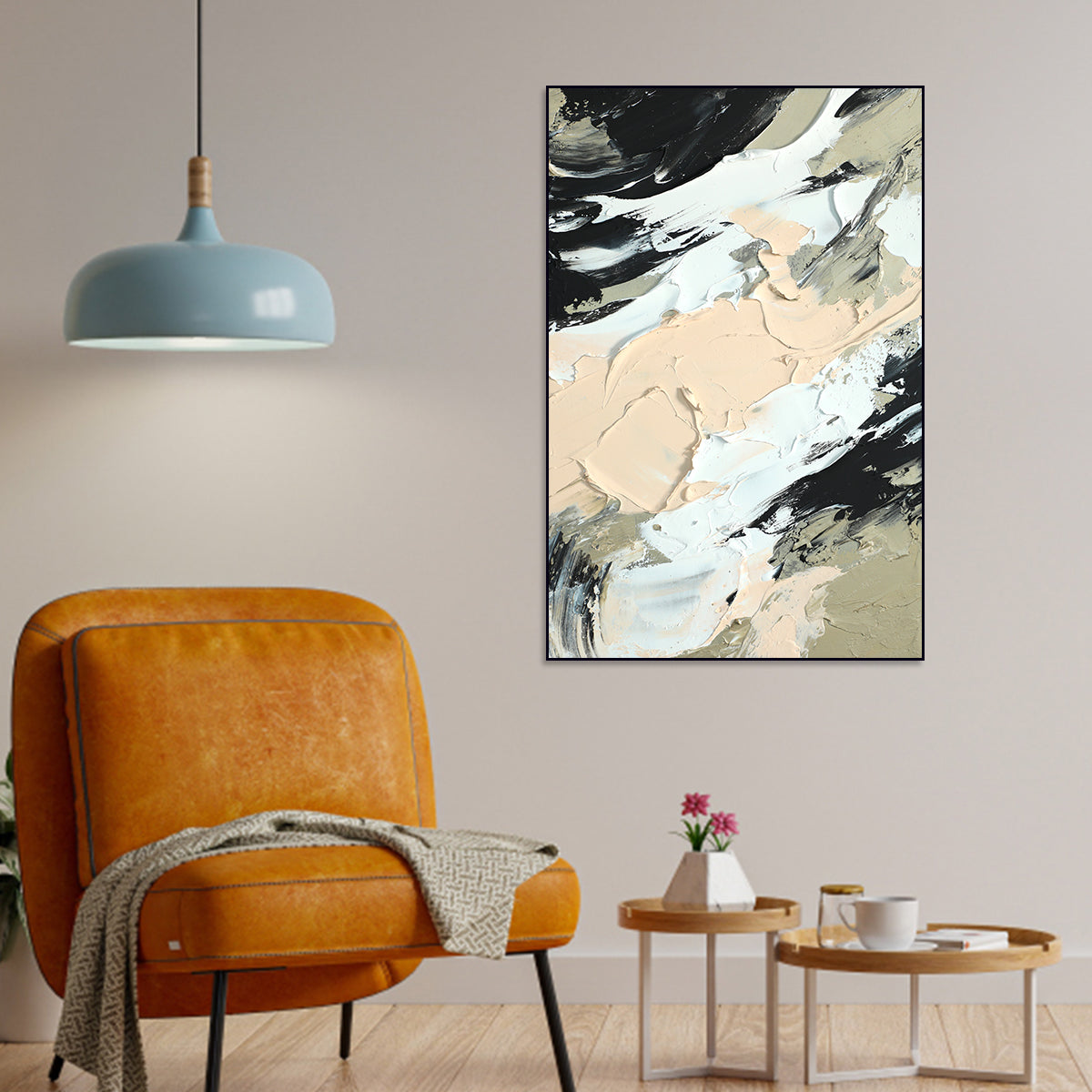 Abstract Oil Painting in Neutral Tones - Contemporary Canvas Wall Art for Modern Decor