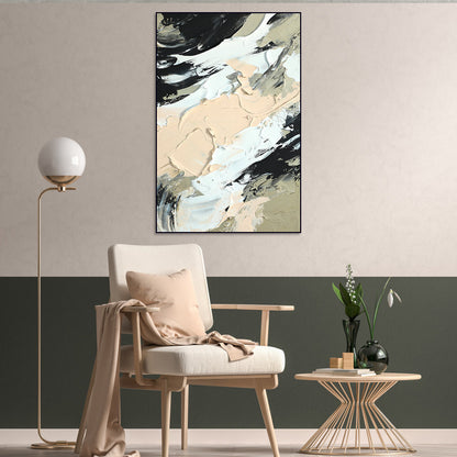 Abstract Oil Painting in Neutral Tones - Contemporary Canvas Wall Art for Modern Decor