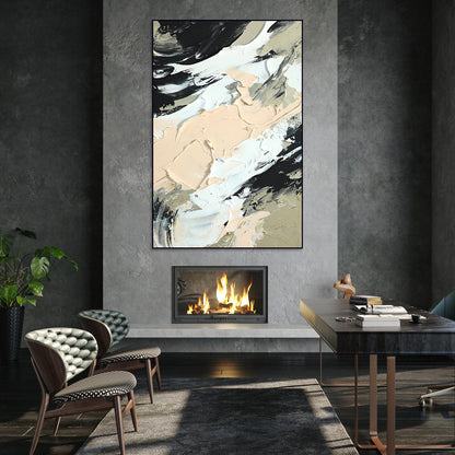 Abstract Oil Painting in Neutral Tones - Contemporary Canvas Wall Art for Modern Decor