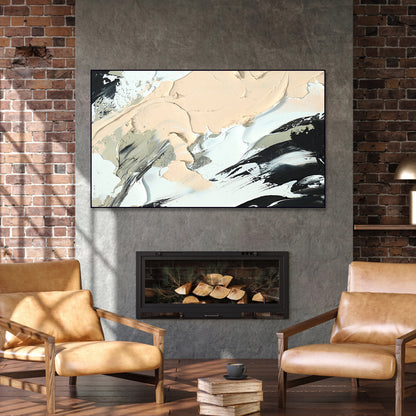 Serene Abstract Oil Painting in Neutral Tones for Modern Home Decor