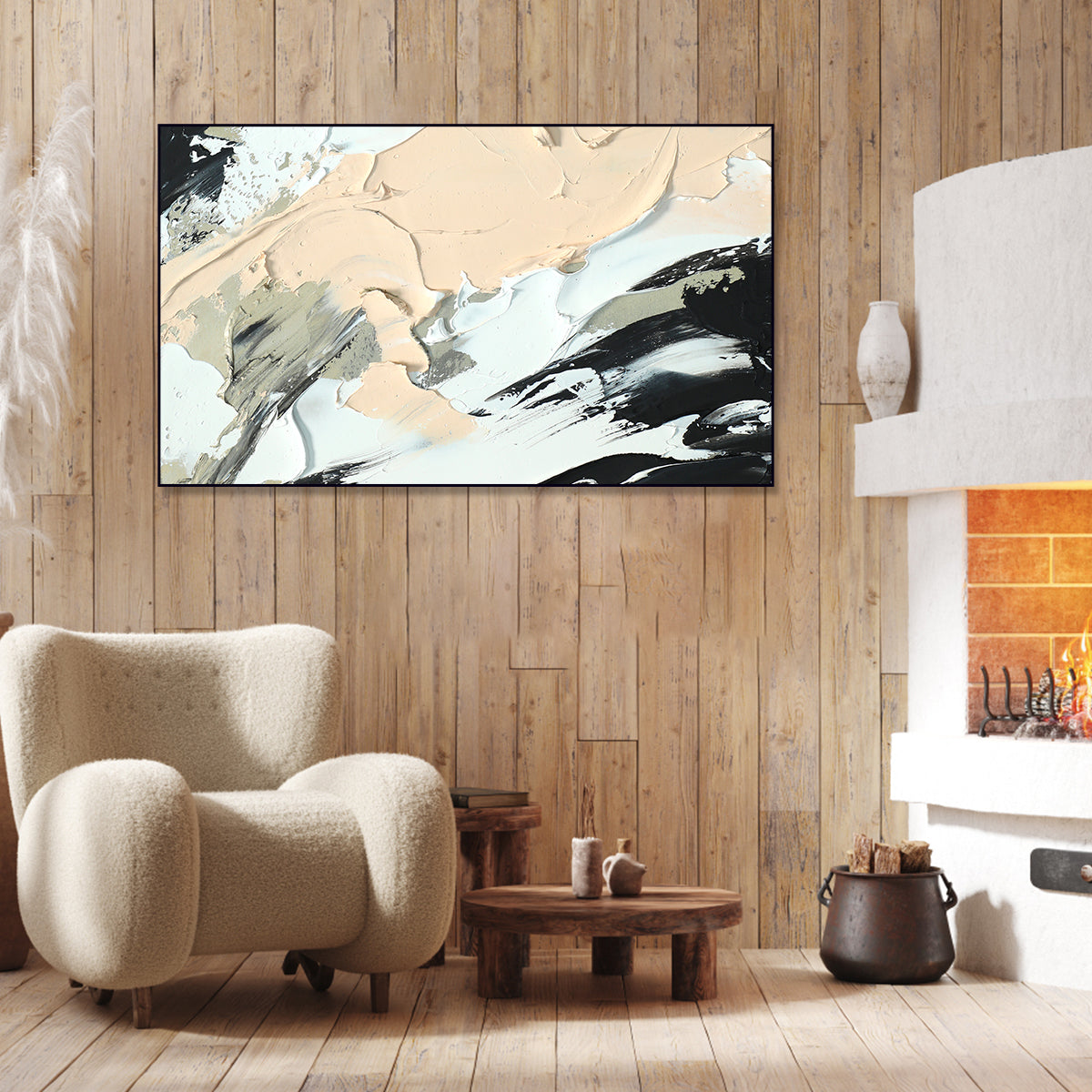 Serene Abstract Oil Painting in Neutral Tones for Modern Home Decor